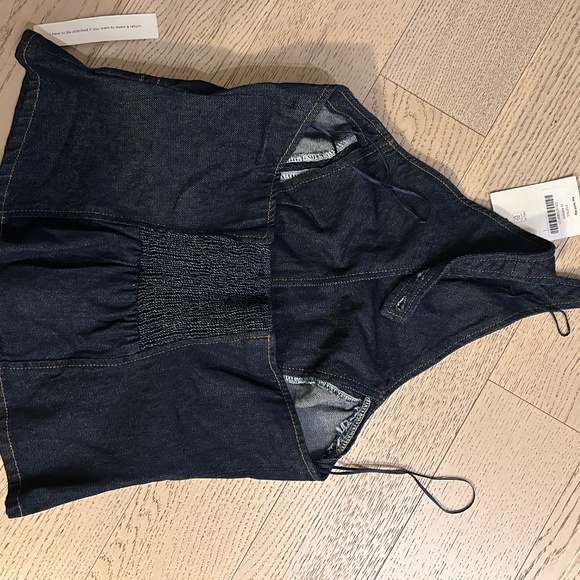 Reformation Tate Denim Top Blue - Size 2 - Picture 4 of 6